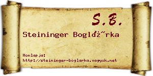 Steininger Boglárka névjegykártya